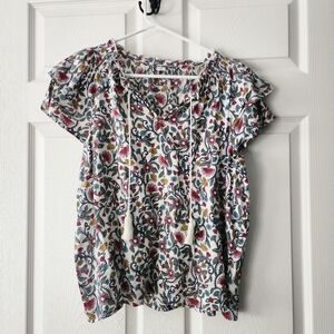 Old Navy Floral Print Blouse with Drawstring